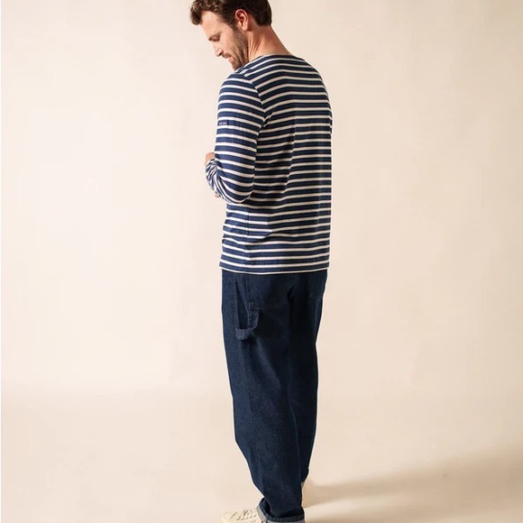Saint James Classic Navy and White Striped Long Sleeve Tee - Picture 9 of 15